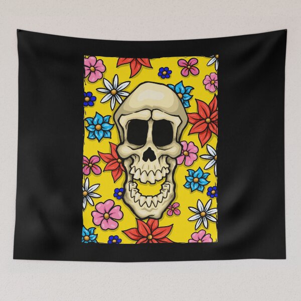 Item preview, Skull Garden with Bright Flowers designed and sold by LaughinBones.