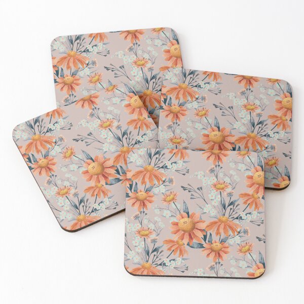 Item preview, Wild Flowers Daisy Nude Colors Pastels and Grey Colors  designed and sold by Lady Bruniere.