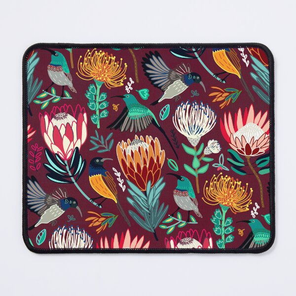 Item preview, Sunbirds & Proteas On Maroon  designed and sold by TigaTiga.
