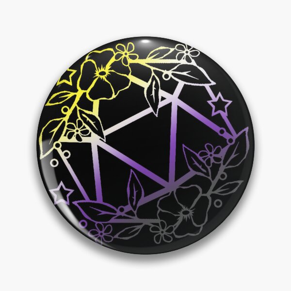 Item preview, Floral d20 Non-Binary Pride designed and sold by rockgem.