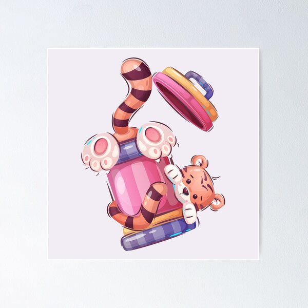 Item preview, Crazy Kitty ,Cute Cartoon Child Drawing, Calm Colorful Illustration Art designed and sold by TinyBeezle.