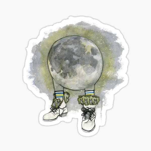 Owl in Moon-Lined Boots Sticker