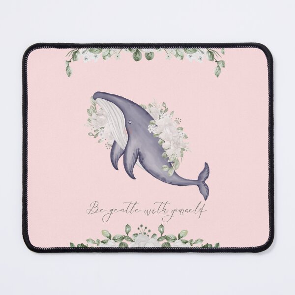 Item preview, be gentle with yourself | watercolor whale with flowers designed and sold by Mimi Y..
