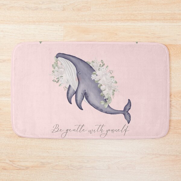 Item preview, be gentle with yourself | watercolor whale with flowers designed and sold by Mimi Y..