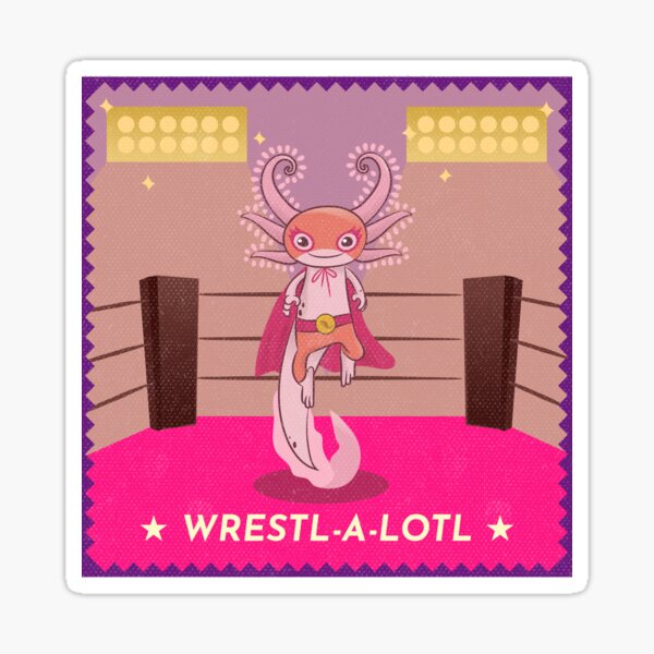 Vista previa del artículo con la obra «Funny Mexican Wrestling Axolotl | Wrestlalotl | Kawaii Pink Axolotl», diseñado y vendido por BeautyofColor.