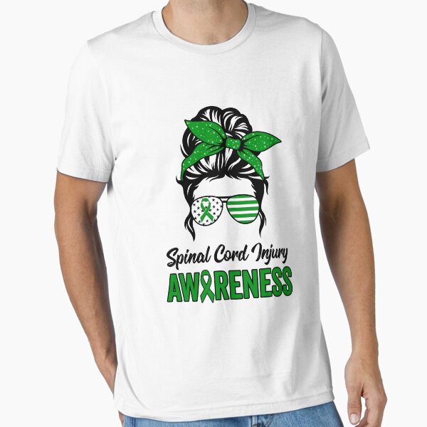 Item preview, Spinal Cord Injury Awareness Green Messy Bun Mom Gift designed and sold by NAJMOSHOP.