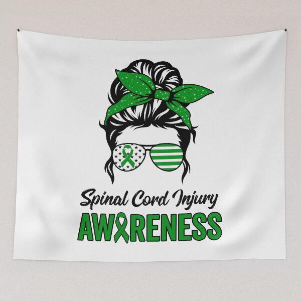 Item preview, Spinal Cord Injury Awareness Green Messy Bun Mom Gift designed and sold by NAJMOSHOP.