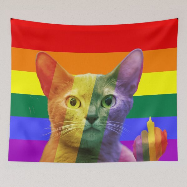 Item preview, Gay Cat Middle Finger Funny Flag Pride Month  designed and sold by Teetans.