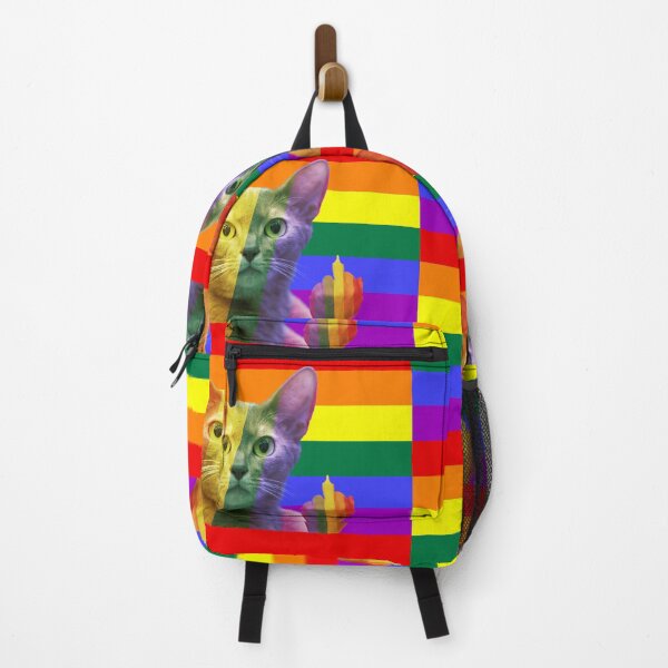 Item preview, Gay Cat Middle Finger Funny Flag Pride Month designed and sold by Teetans.