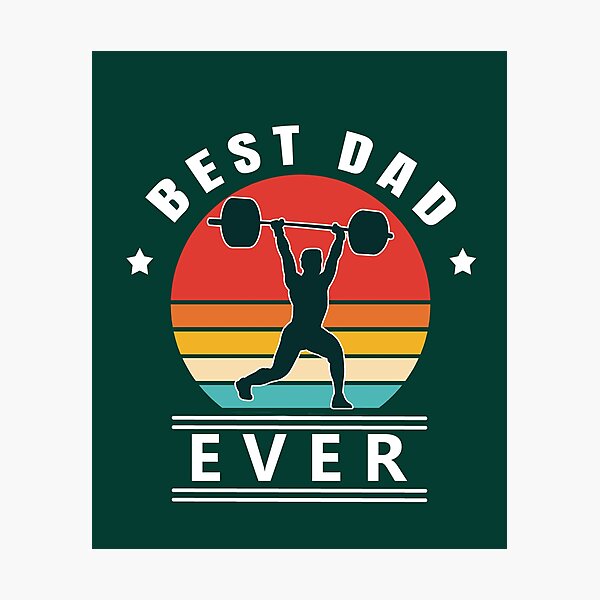 Item preview, Best Dad Ever Vintage Sunset Weight Lifter designed and sold by LindaCooke.