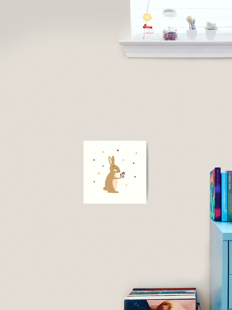 Thumbnail 1 of 3, Art Print, Bunny and Butterfly designed and sold by Gurby Griffiths.