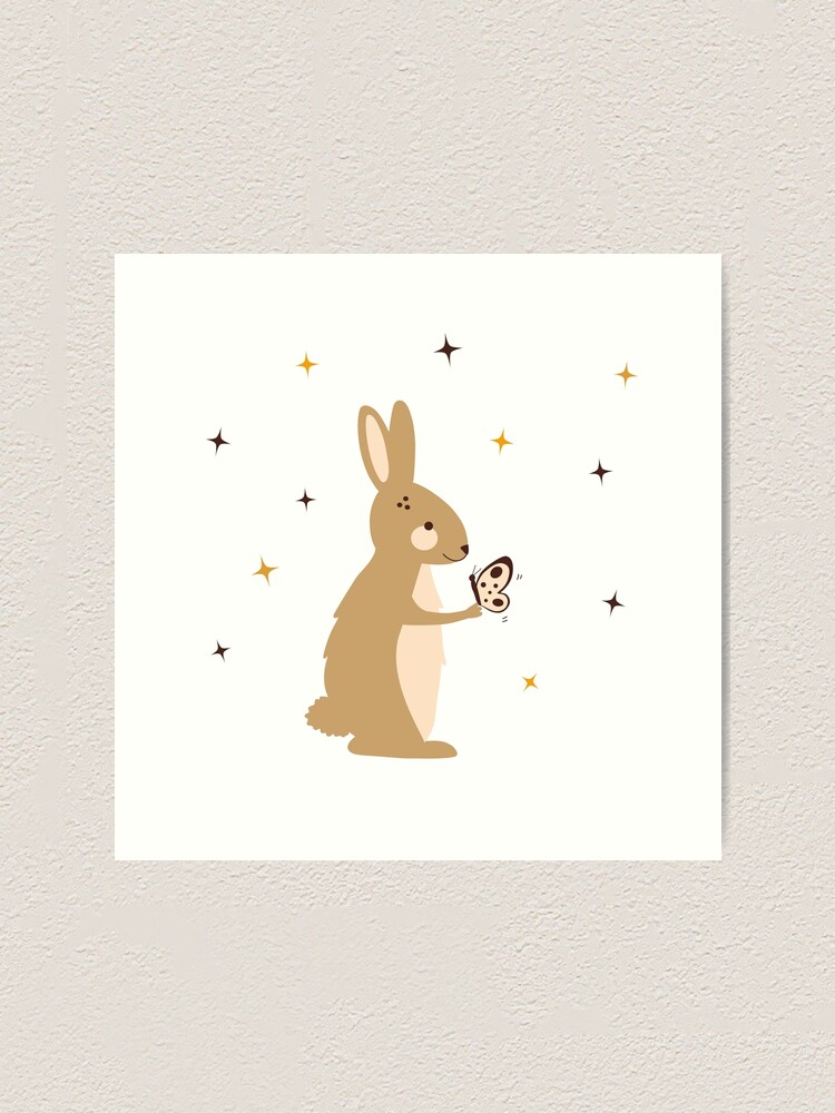 Thumbnail 2 of 3, Art Print, Bunny and Butterfly designed and sold by Gurby Griffiths.