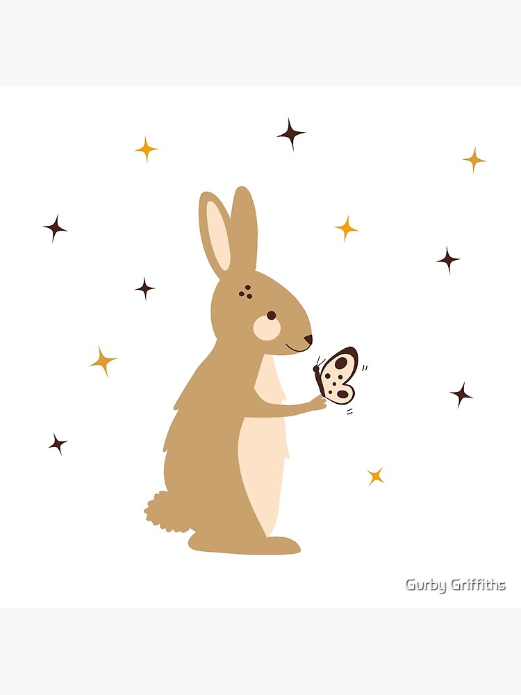 Thumbnail 3 of 3, Art Print, Bunny and Butterfly designed and sold by Gurby Griffiths.