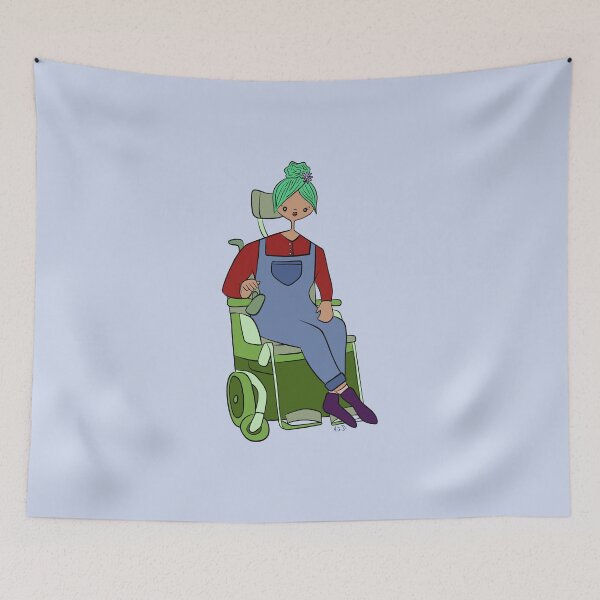 Item preview, Cute Girl With Power Chair (blue) designed and sold by misslovelymess.