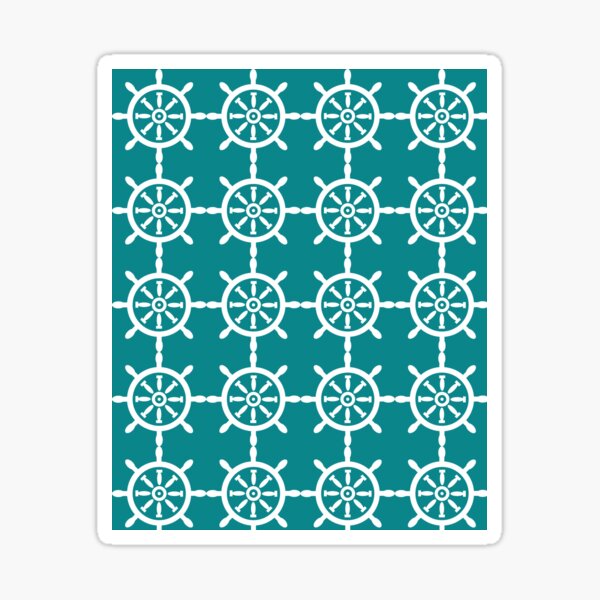 Item preview, Nautical Ship Wheel Teal White designed and sold by lesrubadesigns.