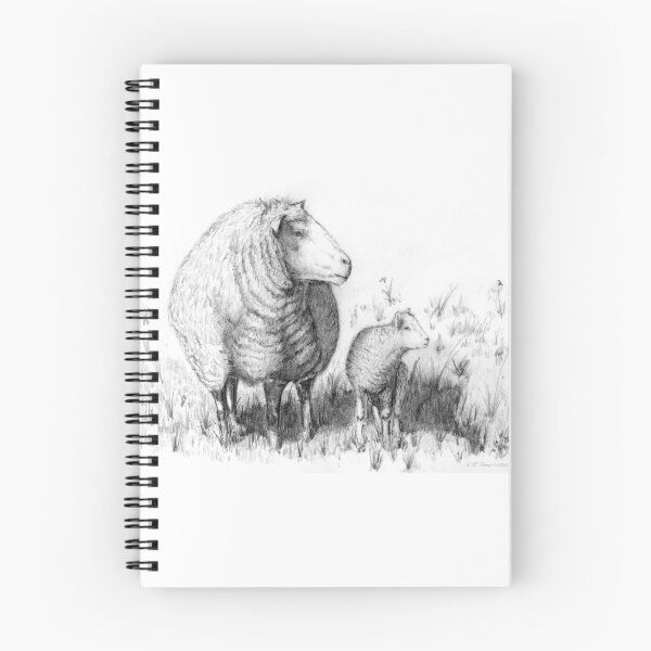 Item preview, Mother Sheep and Lamb Pencil Drawing Sketch designed and sold by QuarterMoon.