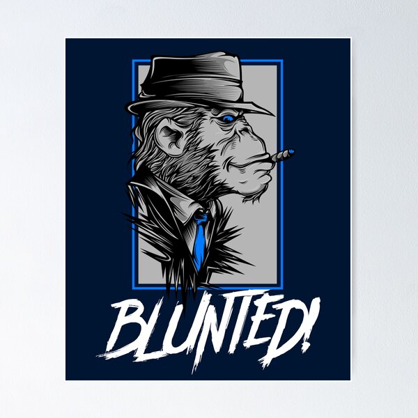 Item preview, Blunted-  Stoned Ape smoking a blunt-  420 Stoner Design  Blue Accents designed and sold by YomeHayin.