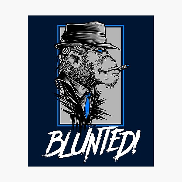Item preview, Blunted-  Stoned Ape smoking a blunt-  420 Stoner Design  Blue Accents designed and sold by YomeHayin.