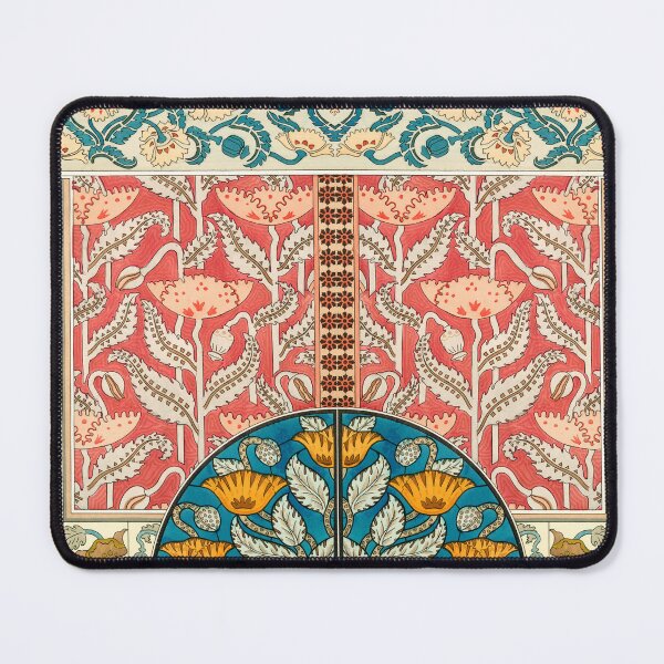 Item preview, ART NOUVEAU POPPIES AND FOLIAGE Red White Blue Floral Composition designed and sold by BulganLumini.