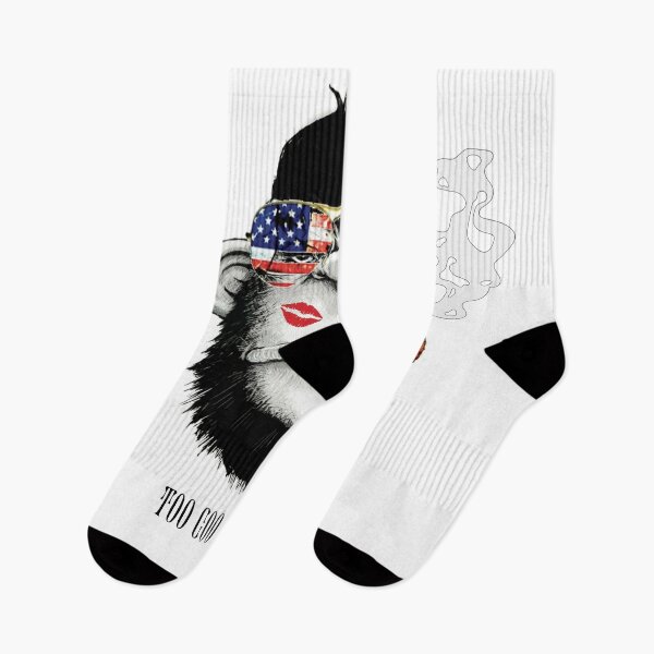 Item preview, Funny Cigar Smoking Too Cool To Rule Cheeky Monkey Gorilla in Red White and Blue Stars and Stripes American Flag Aviators Red Lipstick Kiss designed and sold by FortuneTee.