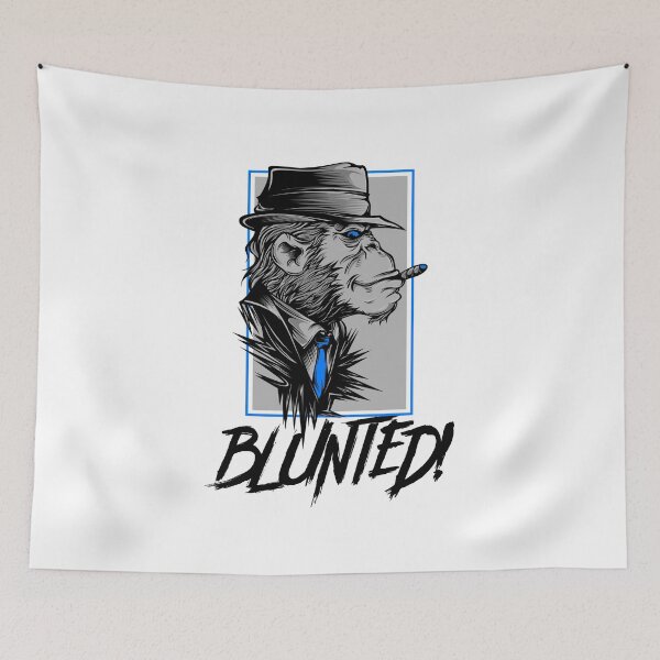 Item preview, Blunted-  Stoned Ape smoking a blunt-  420 Stoner Design  Blue Accents designed and sold by YomeHayin.