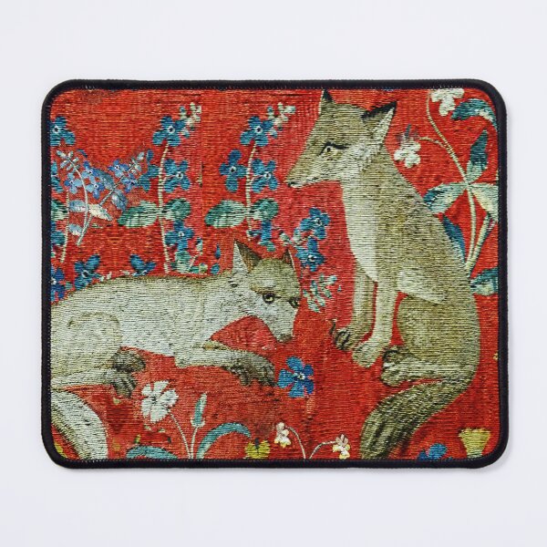 Item preview, TWO FOXES WITH WHITE BLUE FLOWERS Red Floral designed and sold by BulganLumini.