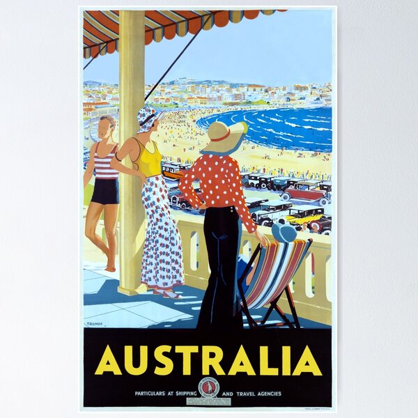 Item preview, AUSTRALIA 1920s BONDI BEACH TRAVEL POSTER designed and sold by Madjack Tees Kiwi SuperStore.