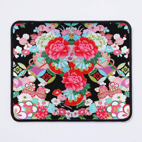 Item preview, ANTIQUE JAPANESE FLOWERS Pink Blue Black Kimono Style Floral designed and sold by BulganLumini.