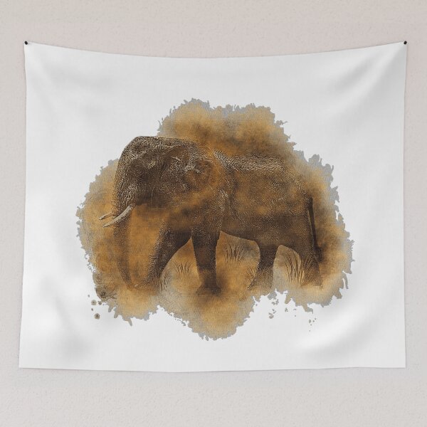 Item preview, Elephant cow in the desert dust, elephant lover, Africa fan designed and sold by Kirei-Lily.