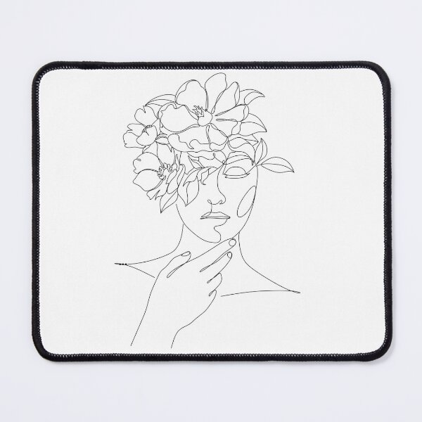 Item preview, Modern Face and Flowers Line Art Sketch designed and sold by Finding Flowers.