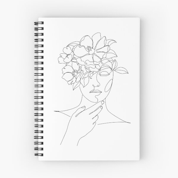 Item preview, Modern Face and Flowers Line Art Sketch designed and sold by Finding Flowers.
