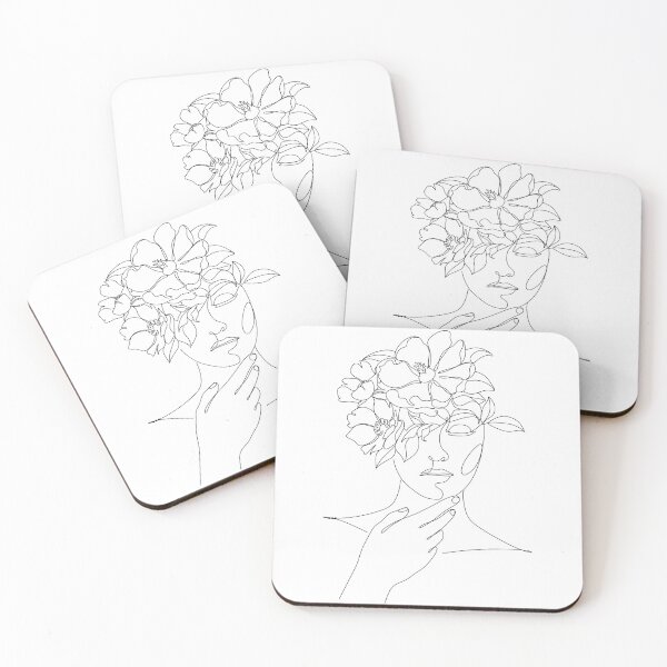 Item preview, Modern Face and Flowers Line Art Sketch designed and sold by Finding Flowers.