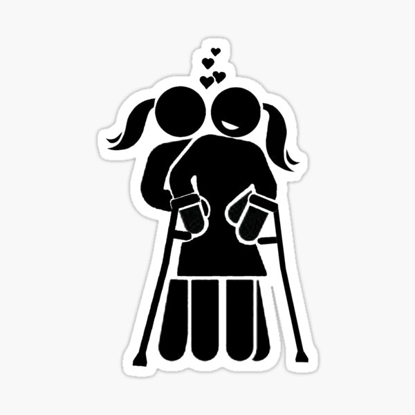 forearm crutches canes love relationship lesbian hug disabled pride girlfriend birthday anniversary gift Sticker