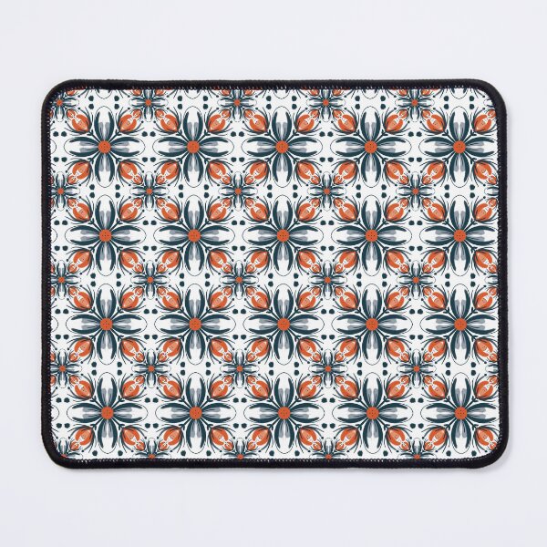Item preview, flower buds mirrored floral mandala geometric blue and white mosaic shape designed and sold by Lady Bruniere.