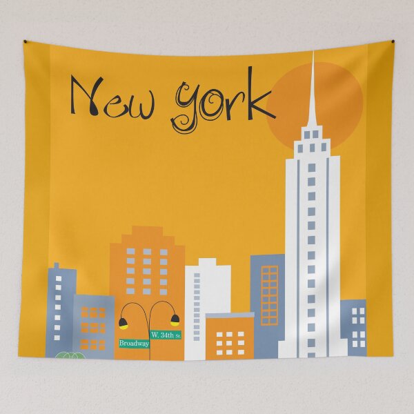 Item preview, New York City, NY - Skyline Illustration by Loose Petals	 designed and sold by LoosePetals.