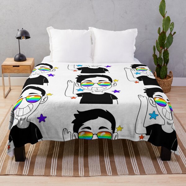 LGBT boy with glasses happy waving Throw Blanket