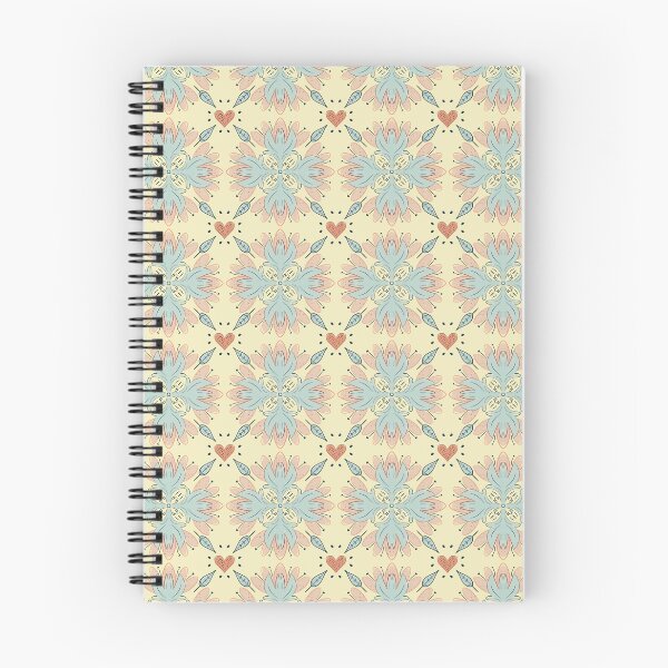 Item preview, flower buds, hearts and leaves floral mandala mirrored blue and pink mosaic geometric shape designed and sold by Lady Bruniere.