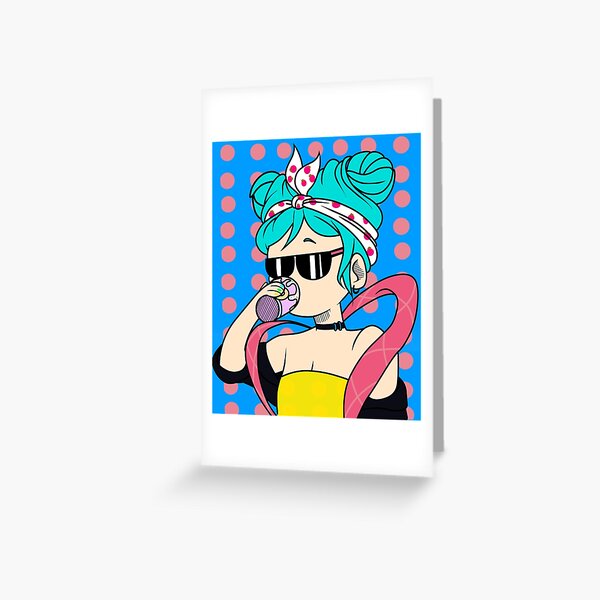 girl with unique and cool style drinks coffee Greeting Card