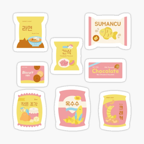 korean snacks sticker pack Sticker for Sale by stickers-packs