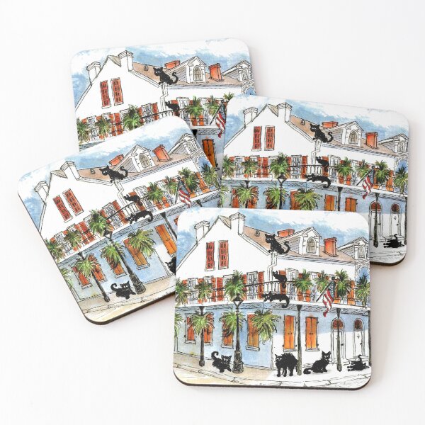 Item preview, Cats At Home Around Their Corner House In New Orleans designed and sold by DonSylvester.