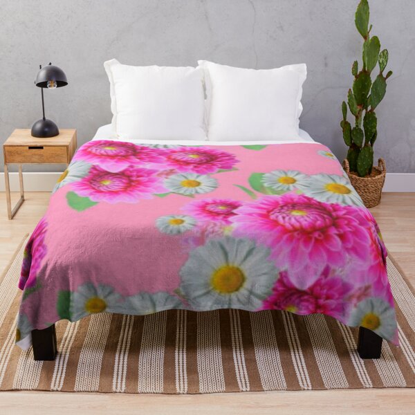 Item preview, WHITE DAISY FUCHSIA FLOWERS PINK GARDEN ART designed and sold by sharlesart.