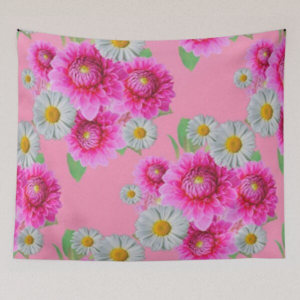Item preview, WHITE DAISY FUCHSIA  FLOWERS PINK GARDEN ART designed and sold by sharlesart.