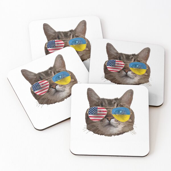 Item preview, America United With Ukraine cat sunglasses Ukraine US Flag designed and sold by Aide.