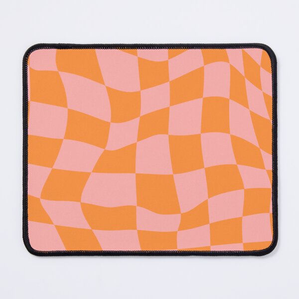 Item preview, pink and orange liquid warped checkered designed and sold by azaleae.