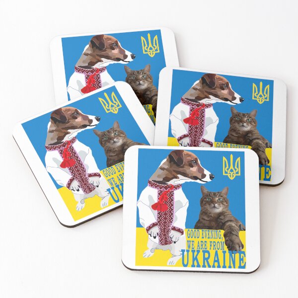 Item preview, Ukrainian Patron dog Stepan cat Flag Trident Ukraine designed and sold by Aide.