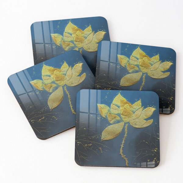 Item preview, Golden Japanese Lotus Oriental blue Glasses designed and sold by gani-75.