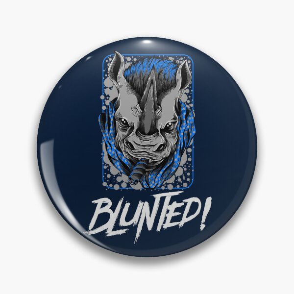 Item preview, Blunted-  White Rhino smoking a blunt-  420 Stoner Design  Blue Accents designed and sold by YomeHayin.