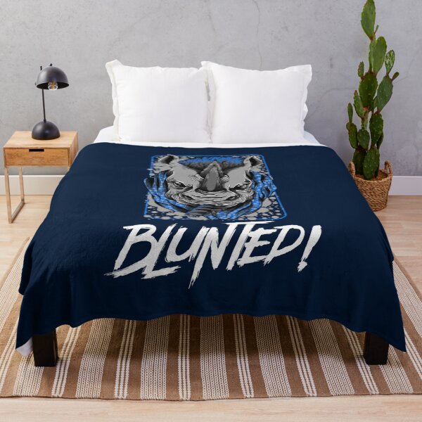 Item preview, Blunted-  White Rhino smoking a blunt-  420 Stoner Design  Blue Accents designed and sold by YomeHayin.