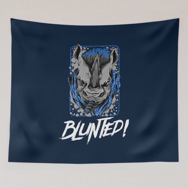 Item preview, Blunted-  White Rhino smoking a blunt-  420 Stoner Design  Blue Accents designed and sold by YomeHayin.