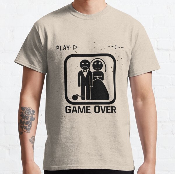 Game Over Shirt Men Bride Top Groom Bachelor Clothing Funny Bachelorette  Party T Shirts Meme T-Shirt Summer Husband T-shirt